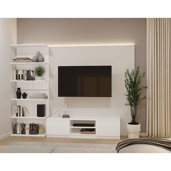 VISOKA BELA POLICA 6P 180 cm 6 Polic za Knjige in Dokumente za Pisarno in Dnevno Sobo