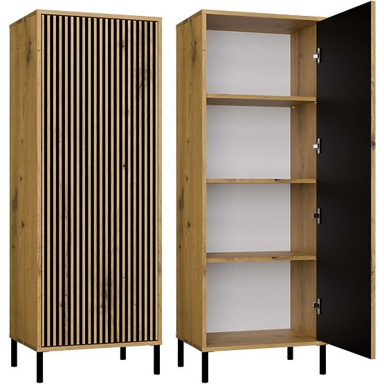 Vitrina KAMARO 1DD SLIM HRAST ARTISAN Lamelna Sprednja Plošča