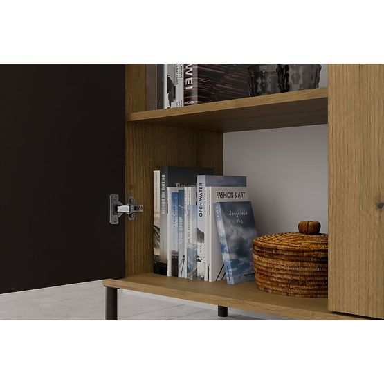 Vitrina KAMARO 2DD SLIM/GLADKI HRAST ARTISAN Lamelni Sprednji Zarezan + Klasičen