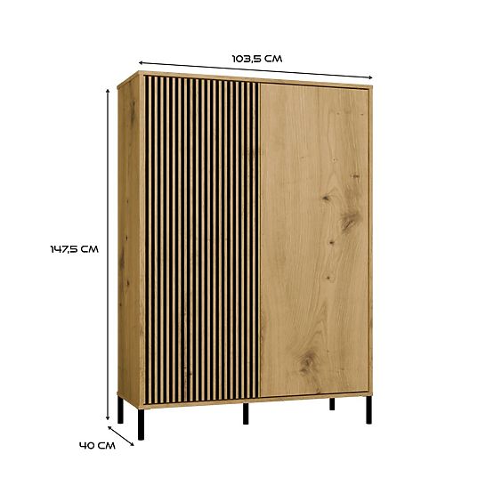 Vitrina KAMARO 2DD SLIM/GLADKI HRAST ARTISAN Lamelni Sprednji Zarezan + Klasičen