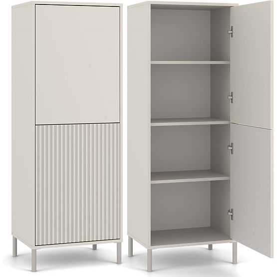 Vitrina KAMARO 2DK SLIM/GLADKI KAŠMIR Lamelni Žlebljeni + Klasična Čelna Plošča