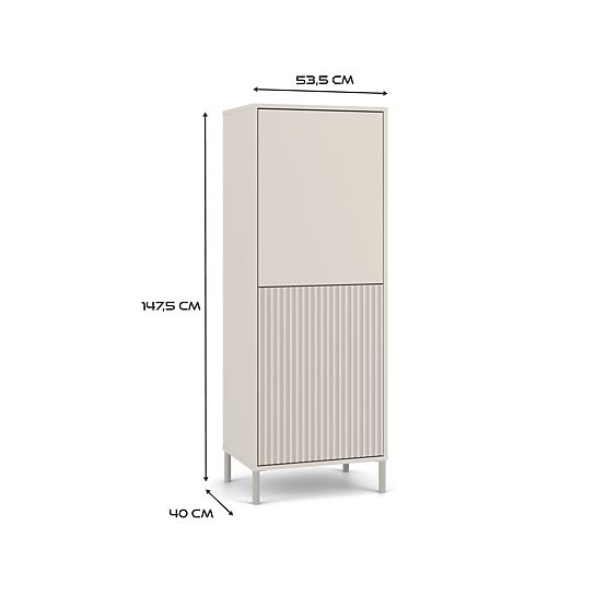 Vitrina KAMARO 2DK SLIM/GLADKI KAŠMIR Lamelni Žlebljeni + Klasična Čelna Plošča