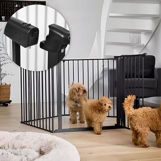 Vrata, ograja, zaščitna pregrada za otroke in živali, 5 panelov, 60 cm, kovina, črna, ECOTOYS