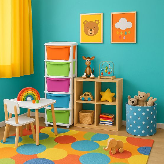 Zaboj za igrače s 5 predali na kolesih