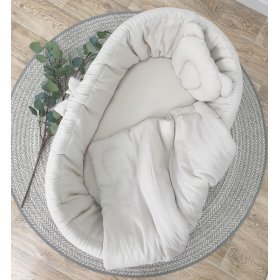 Pletena postelja z opremo za dojenčka - bež, Ourbaby