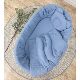 Pletena posteljnina - modra
