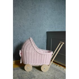 Pleten voziček za punčke - roza, Ourbaby
