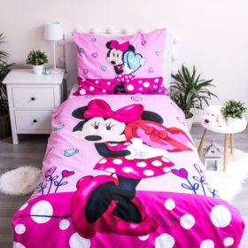 Otroška posteljnina 140 x 200 cm + 70 x 90 cm Minnie srčki, Sweet Home, Minnie Mouse