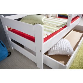 Postelja Woody z ograjo - bela