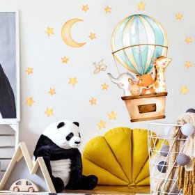 Stenska nalepka - Živali v balonu, Housedecor