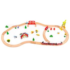 Lesena vlakovna proga z baterijskim vlakom, EcoToys