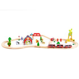 Lesena vlakovna proga z baterijskim vlakom, EcoToys