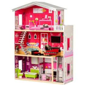 Lesena hišica za lutke z dvigalom Kayla, EcoToys