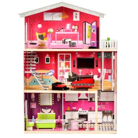 Lesena hišica za lutke z dvigalom Kayla, EcoToys
