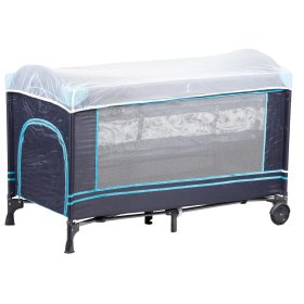 Potovalna posteljica z vzmetnico - temno modra, EcoToys