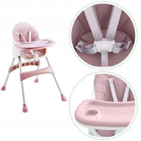 Jedilni stol Prima 2v1 - roza in bel, EcoToys