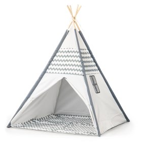 Otroški šotor Teepee - sivo-bel