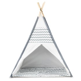 Otroški šotor Teepee - sivo-bel, EcoToys