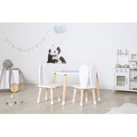 Otroška mizica s stolčkoma - Ušesa - bele barve, Ourbaby
