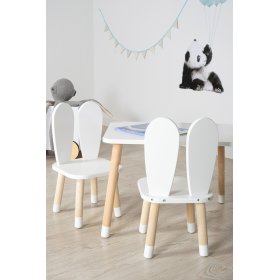 Otroška mizica s stolčkoma - Ušesa - bele barve, Ourbaby