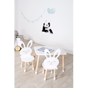Otroška mizica s stolčkoma - Zajček - bele barve, Ourbaby
