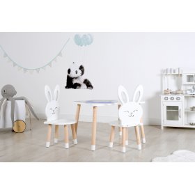 Otroška mizica s stolčkoma - Zajček - bele barve, Ourbaby