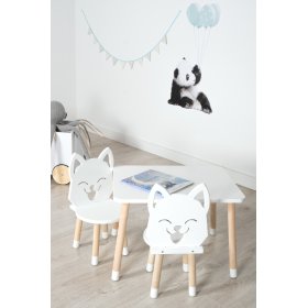 Otroška mizica s stolčkoma - Lisica - bele barve, Ourbaby