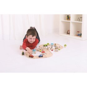 Bigjigs Rail Lesena avtomobilska steza z osmico, Bigjigs Rail