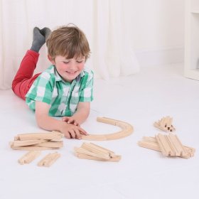 Bigjigs Rail Set lesenih tirnic iz 24 delov, Bigjigs Rail