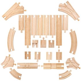 Bigjigs Rail Set lesenih tirnic iz 25 delov