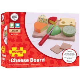 Bigjigs Toys Komplet lesenih jedilnih sirov na krožniku, Bigjigs Toys