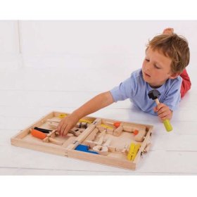 Leseni kovček za orodje Bigjigs Toys