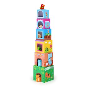 Small Foot Cube stolp z lesenimi živalmi, Small foot by Legler