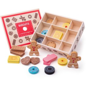 Škatla za igrače Bigjigs z lesenimi piškoti, Bigjigs Toys