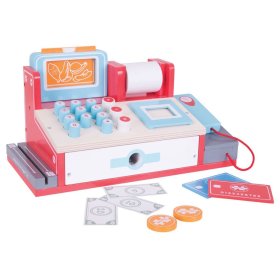 Bigjigs Toys Lesena blagajna rdeča, Bigjigs Toys