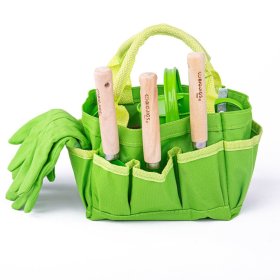 Bigjigs Toys Garnitura vrtnega orodja v platneni torbi zelene barve, Bigjigs Toys