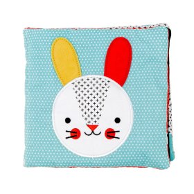 Kontrastna knjiga Petit Collage Fabric z zajcem