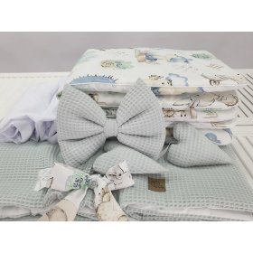 Bela pletena postelja z opremo za dojenčka - Ježek, TOLO