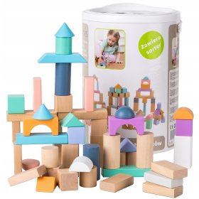 Lesene kocke v škatli - 100 kom, EcoToys