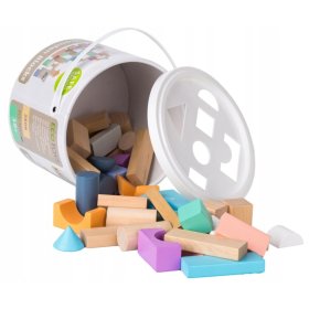 Lesene kocke v škatli - 50 kom, EcoToys