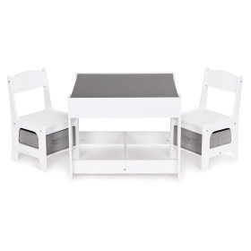 Komplet otroške mize in 2 sivih stolov