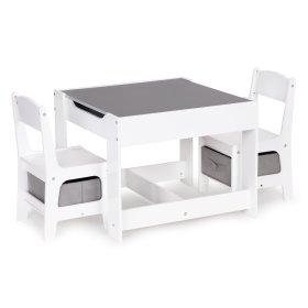 Komplet otroške mize in 2 sivih stolov, EcoToys
