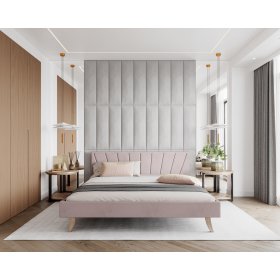 Oblazinjena postelja HEAVEN 140 x 200 cm - Pudrasto roza, FDM