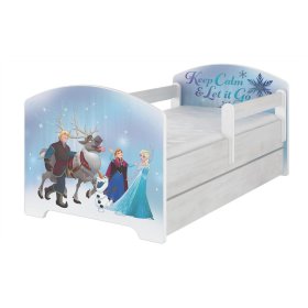 Otroška postelja z pregrado - Ledeno kraljestvo - dekor norveškega bora, BabyBoo, Frozen