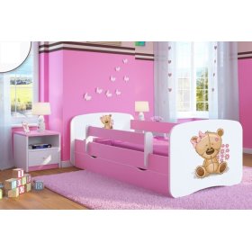 Otroška postelja z ograjo Ourbaby - Medvedek - rožnata, All Meble