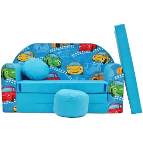 Otroški kavč Vesele avta - modre barve, Welox