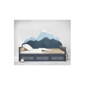 Penasta zaščita za steno za posteljo Mountains - modra, VYLEN