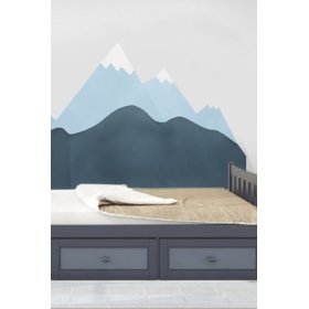 Penasta zaščita za steno za posteljo Mountains - modra, VYLEN