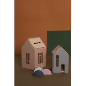 Magnetna lesena hiška Montessori - roza, OKT