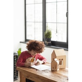 Magnetna lesena hiška Montessori - naravna, OKT